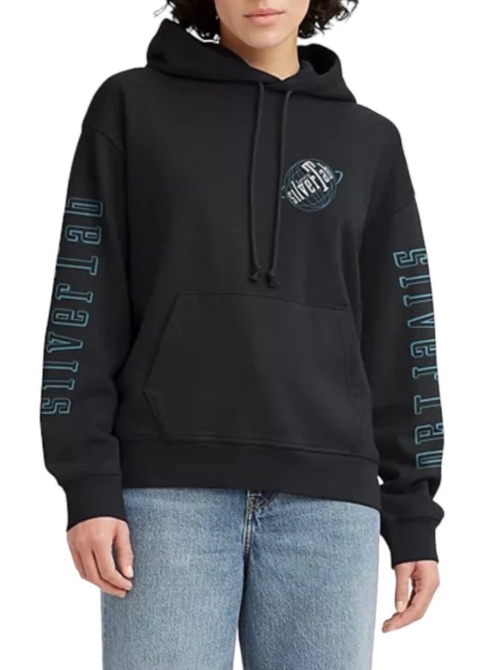 NWT Levi's Silvertab Women’s Caviar Black Sweatshirt Hoodie Size Small
